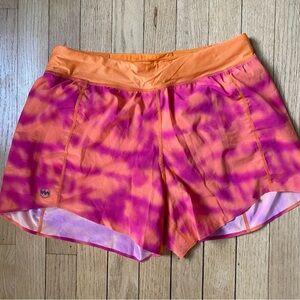 Janji Cadence Running Shorts Women’s S Orange Pink Tie Dye Lined Light 4”